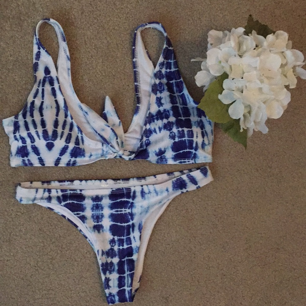 Blue tie dyed bikini